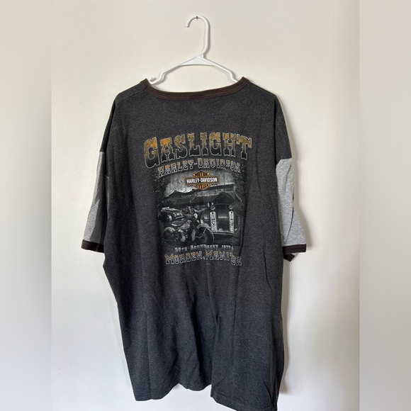 Gaslight Morden, Manitoba Harley Davidson Two Toned Tshirt - Picture 4 of 7